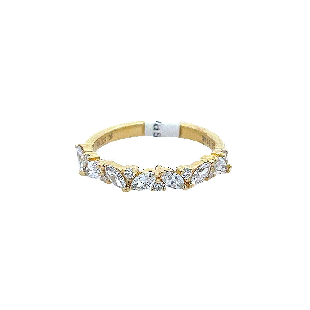 14K Yellow Gold Lab Diamond Marquise Round Wedding Band - CLT Jewels