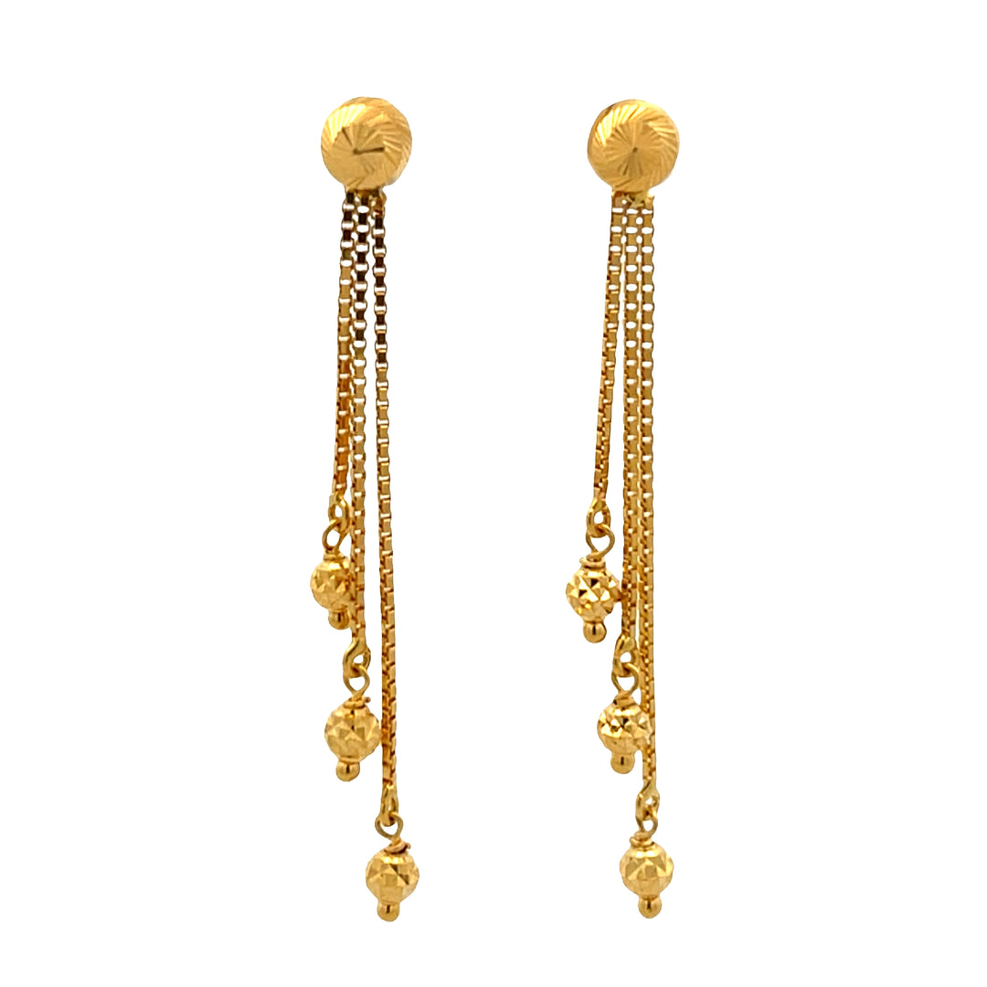 22K Yellow Gold Elegant Dangle Earrings with Screw Backs