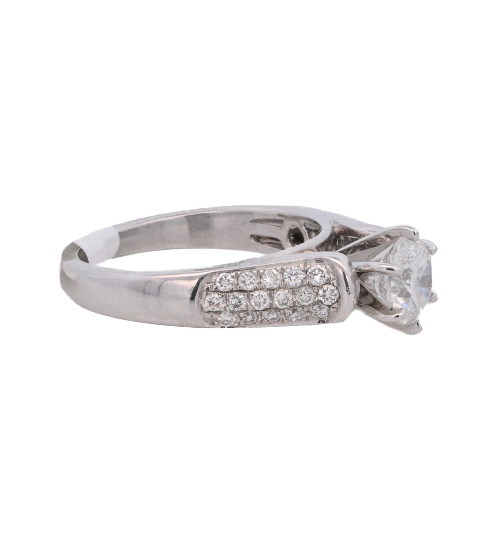 14K White Round Diamond 1.00Ct Solitaire Engagement Ring - CLT Jewels
