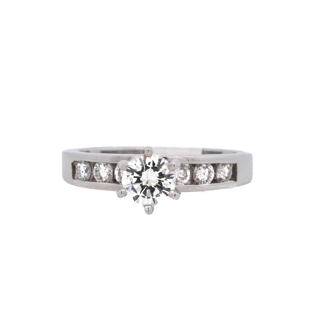14K White Round Diamond 0.47Ct Solitaire Engagement Ring - CLT Jewels