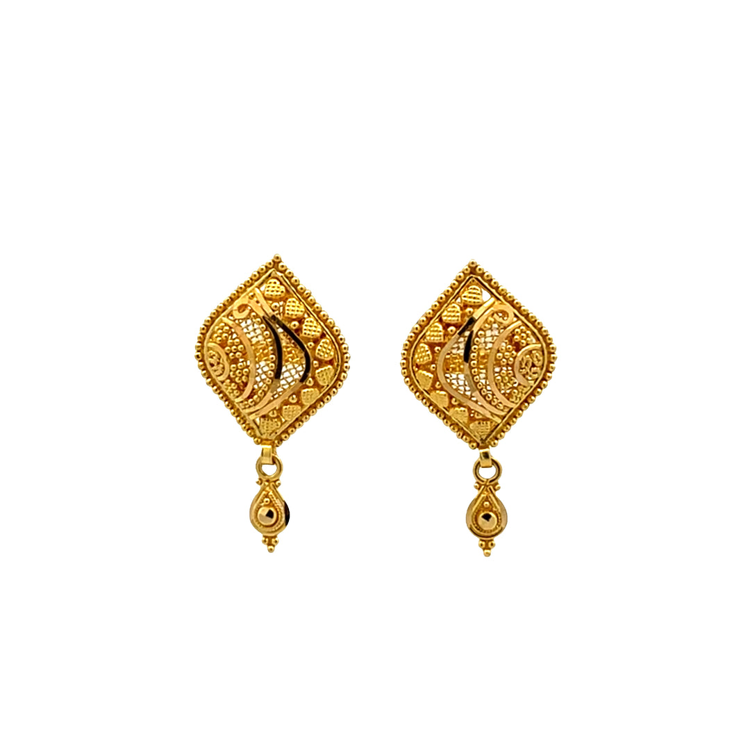 22K Yellow Gold Designer Screw-Back Statement Earrings