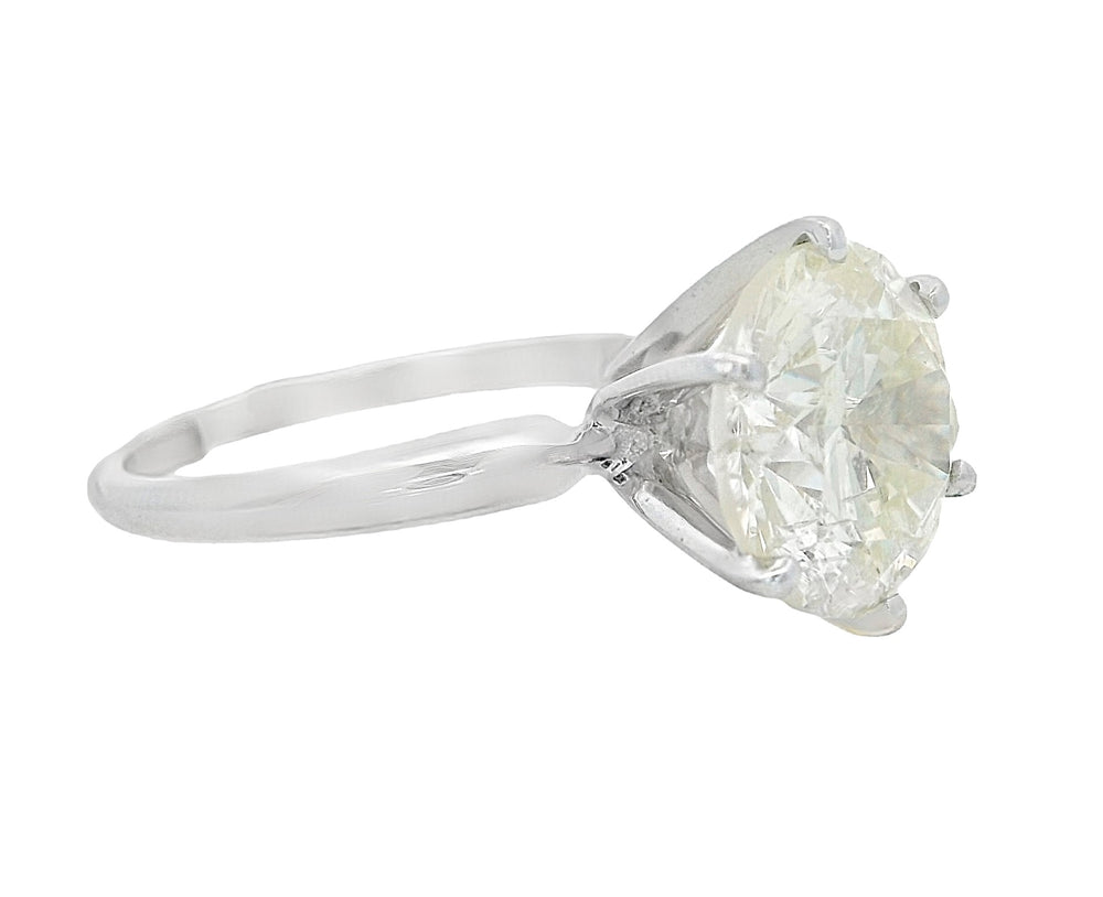 14K White Round Diamond 4.00Ct Solitaire Engagement Ring - CLT Jewels