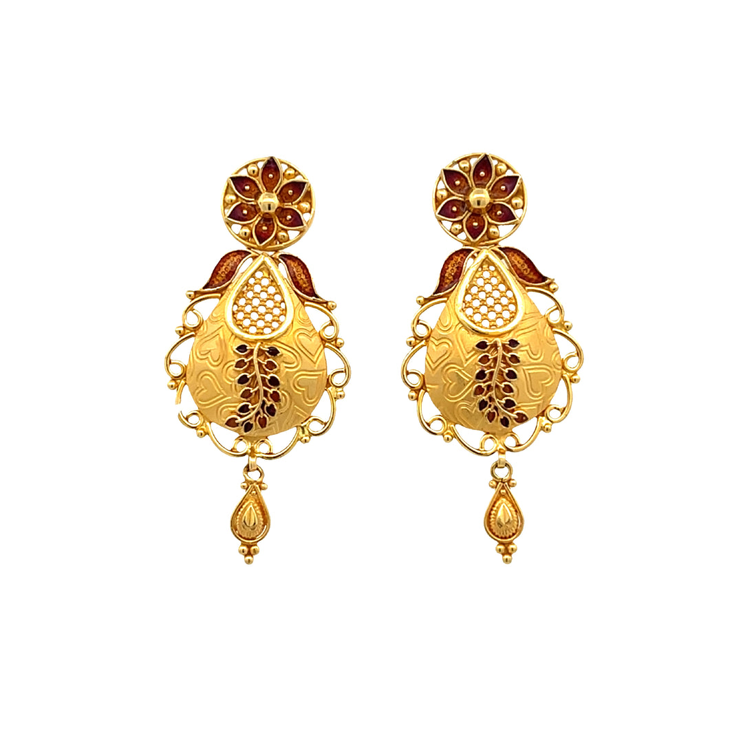 22K Yellow Gold Classic Matching Earring Set
