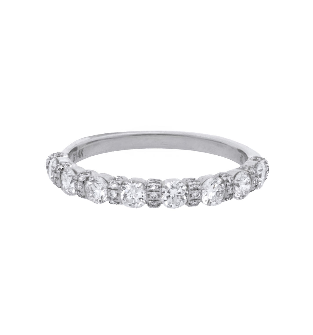 14K White Gold 0.74ct Diamond Bubble- Set Women's Wedding Band