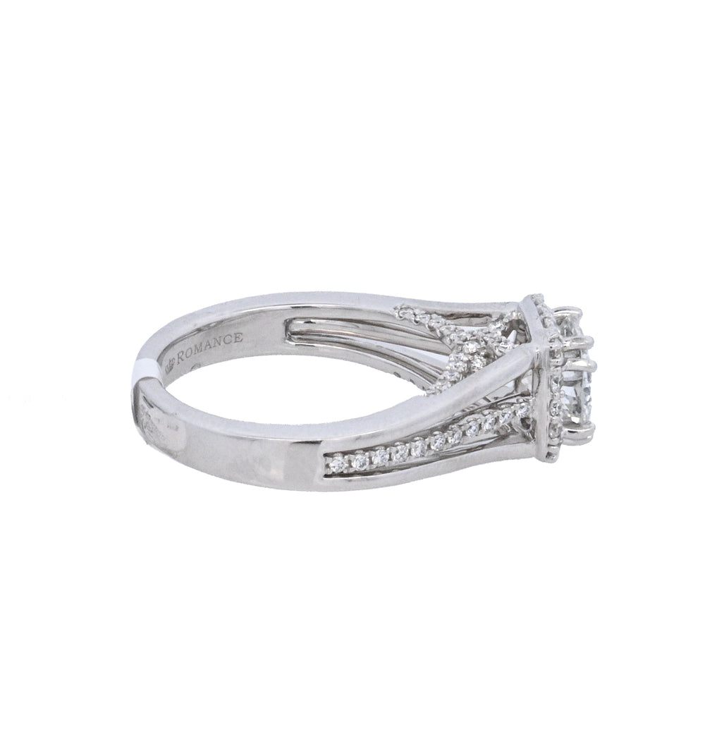 18K White Round Diamond 1.04Ct Vintage Engagement Ring - CLT Jewels