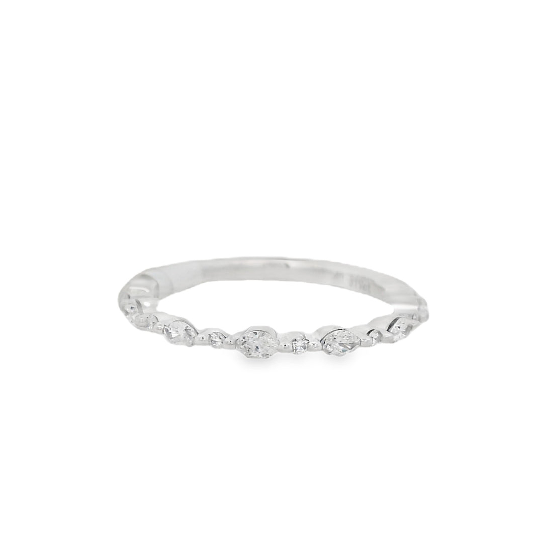 14K White Gold 0.32ct Diamond Bubble Set Women's Wedding Band