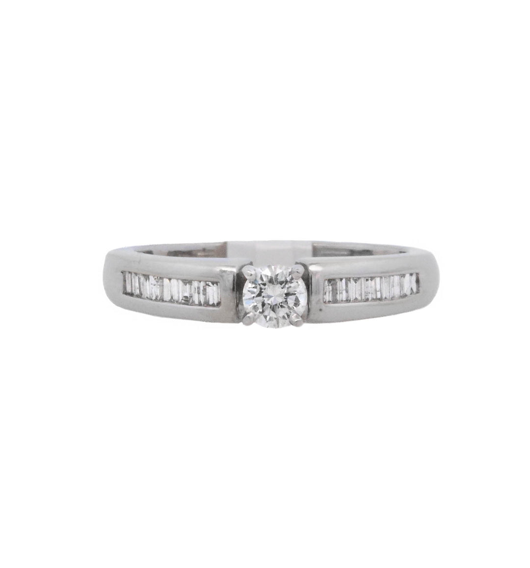 14K White Round Diamond 0.22Ct Contemporary Engagement Ring - CLT Jewels