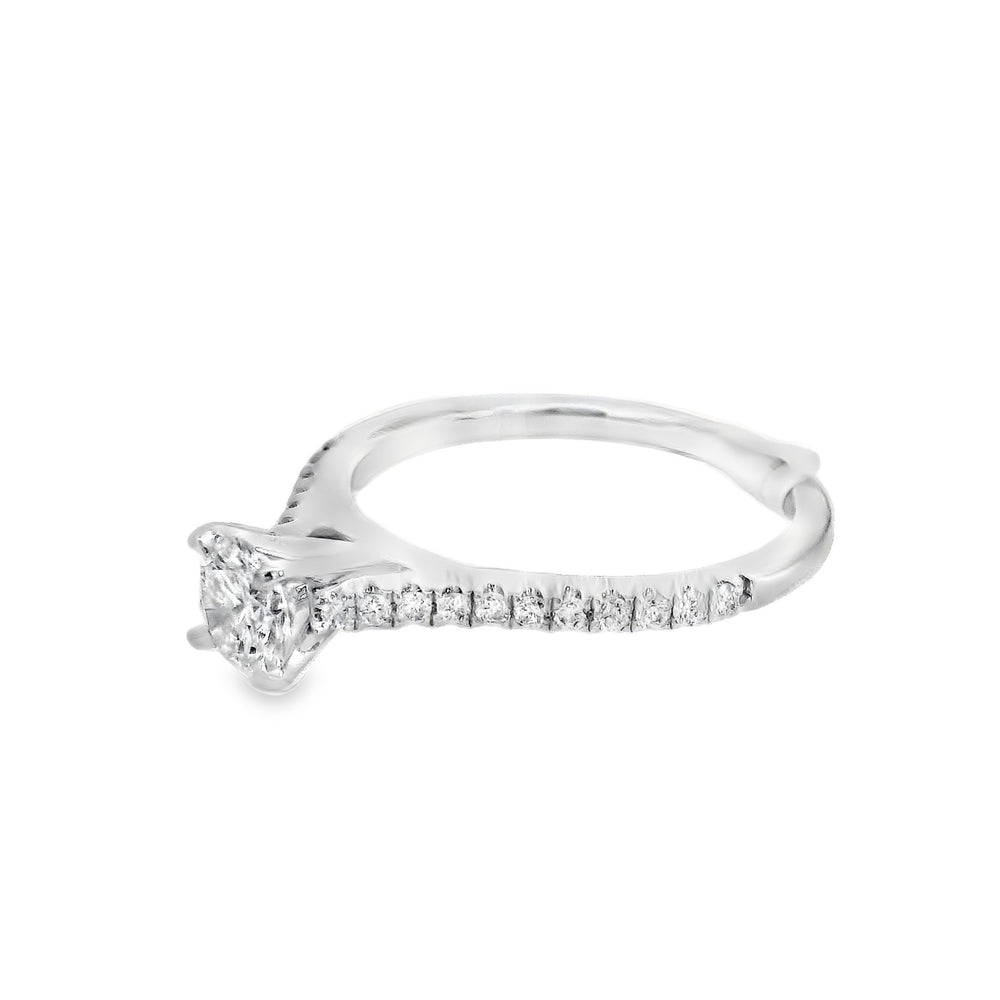 14K White Round Diamond 0.51Ct Solitaire Engagement Ring - CLT Jewels