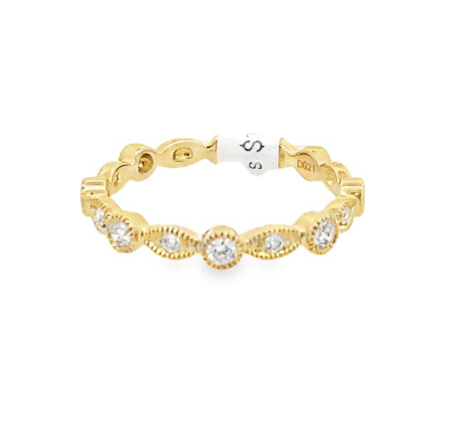 18K Yellow Gold 0.22ct Diamond Stackable Women's Wedding Band