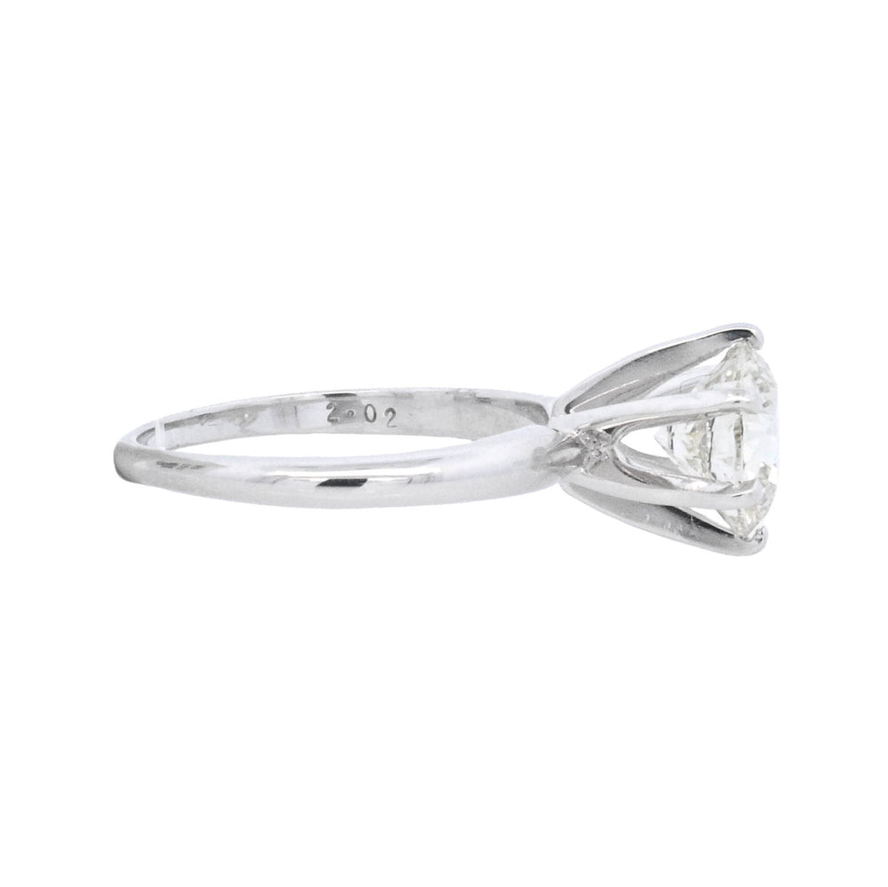 14K White Gold Round Diamond 2.02Ct Solitaire Engagement Ring - CLT Jewels