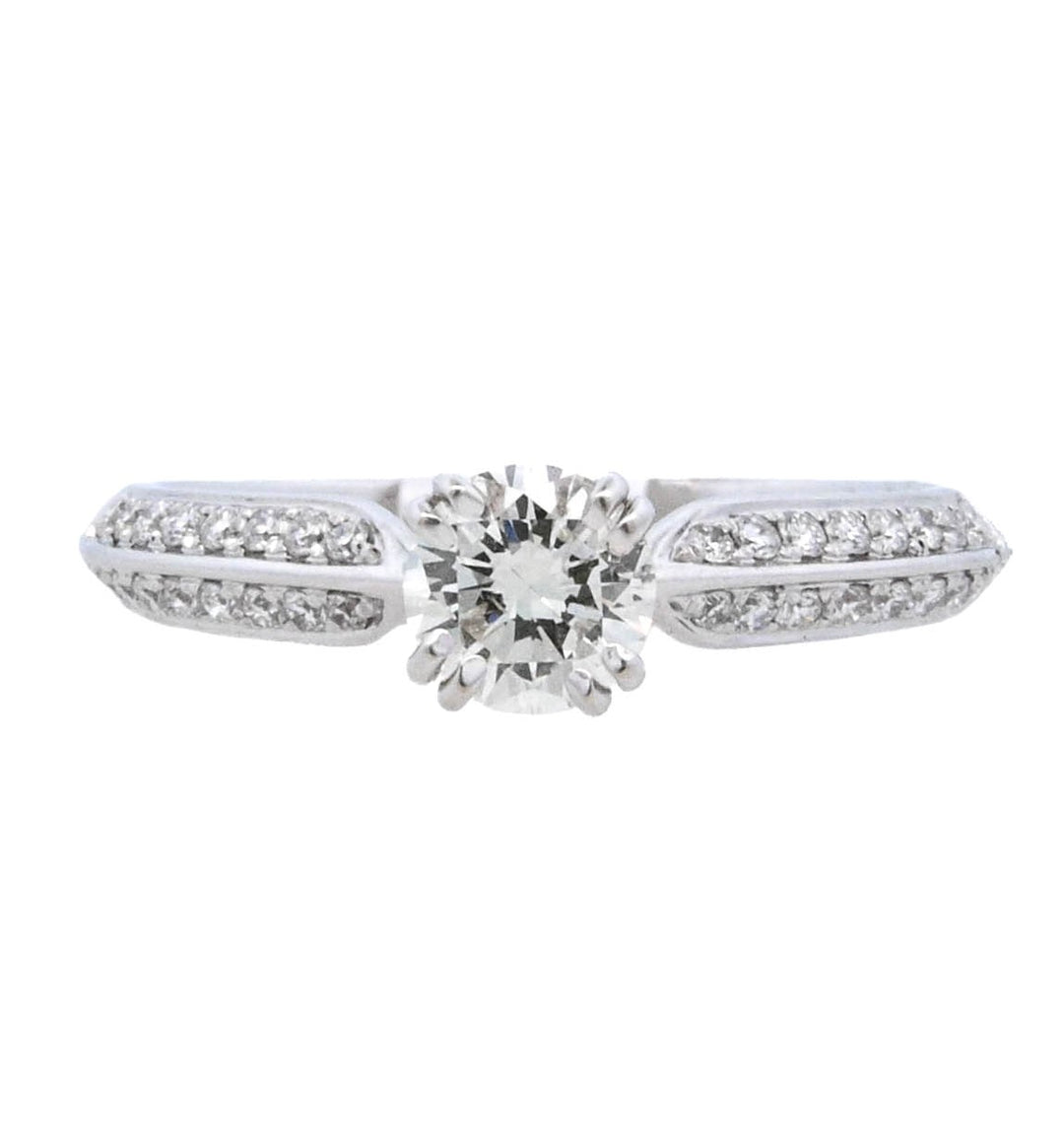 18K White Round Diamond 0.49Ct Solitaire Engagement Ring - CLT Jewels