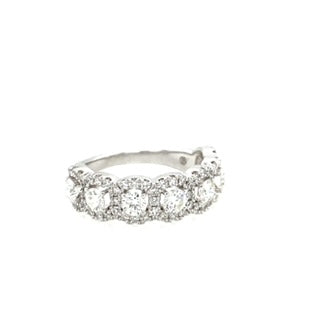 14K White Round Diamond 1.50Ct 5 Stone Engagement Ring - CLT Jewels