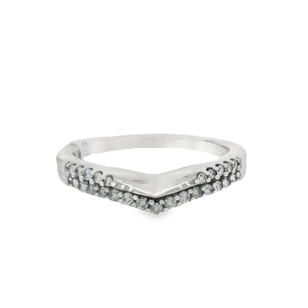 14K White Gold 0.03ct Diamond Curved Women's Wedding Band