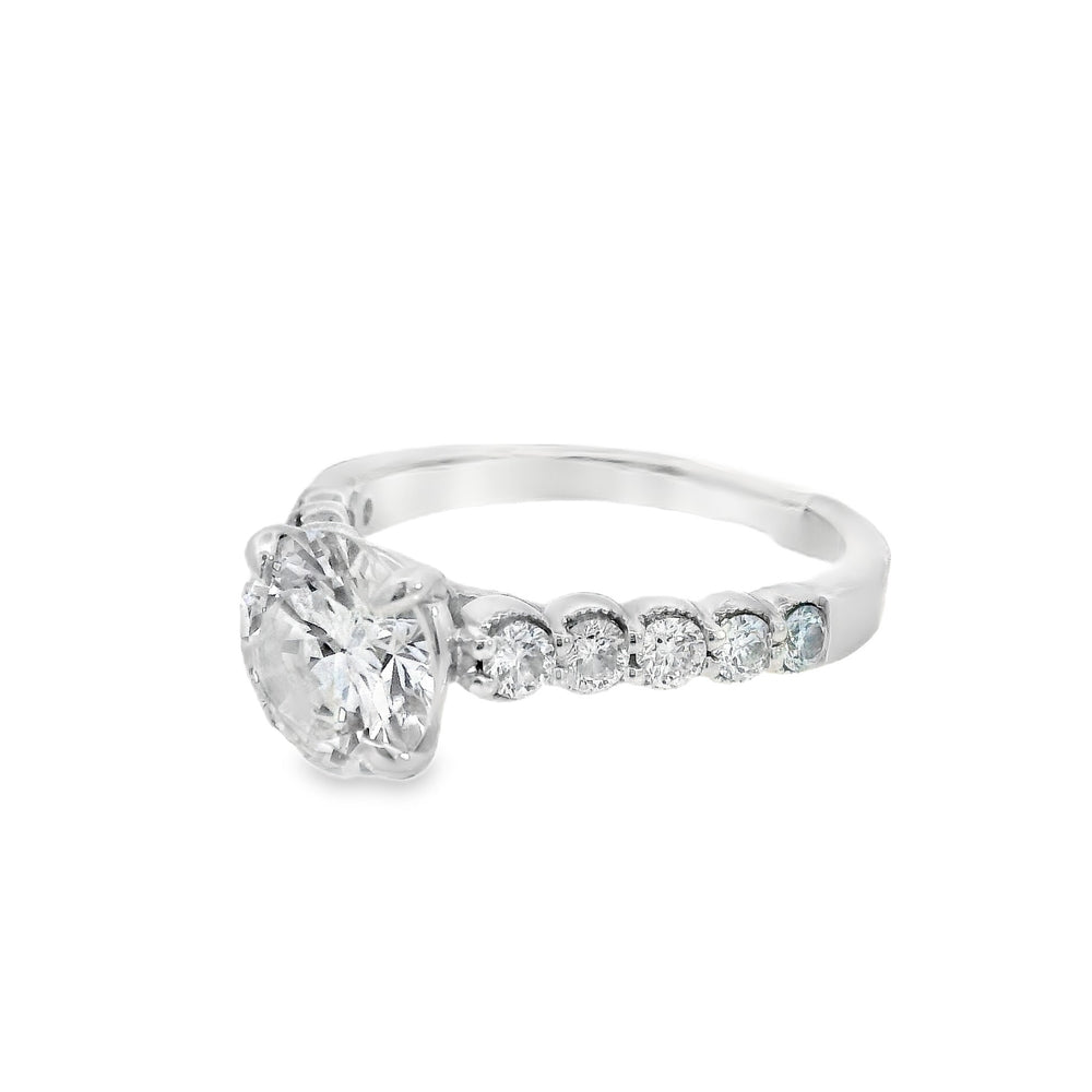 14K White Round Diamond 1.95Ct Solitaire Engagement Ring - CLT Jewels