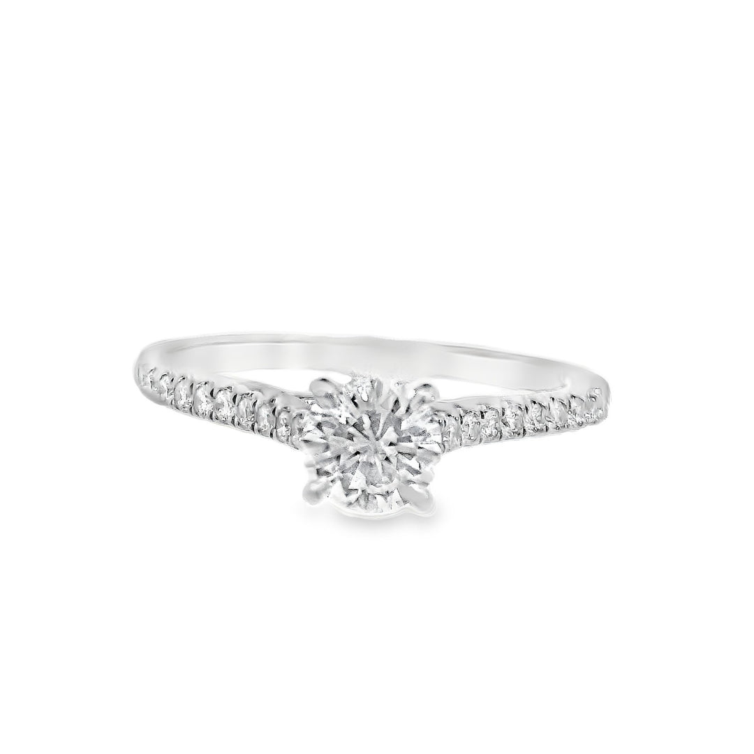 14K White Round Diamond 0.51Ct Solitaire Engagement Ring - CLT Jewels