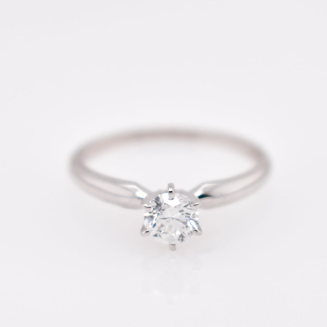 14K White Round Diamond 0.50Ct Solitaire Engagement Ring - CLT Jewels