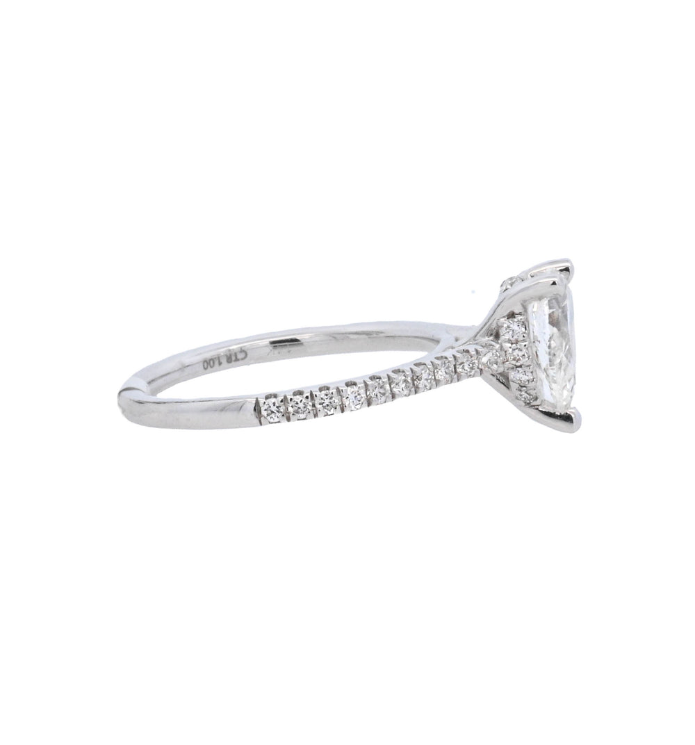 14K White Pear Diamond Solitaire Engagement Ring - CLT Jewels