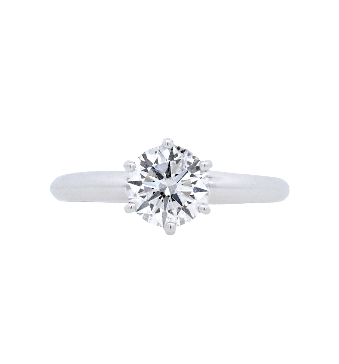 14K White Gold Round Diamond 1.00Ct Solitaire Engagement Ring - CLT Jewels
