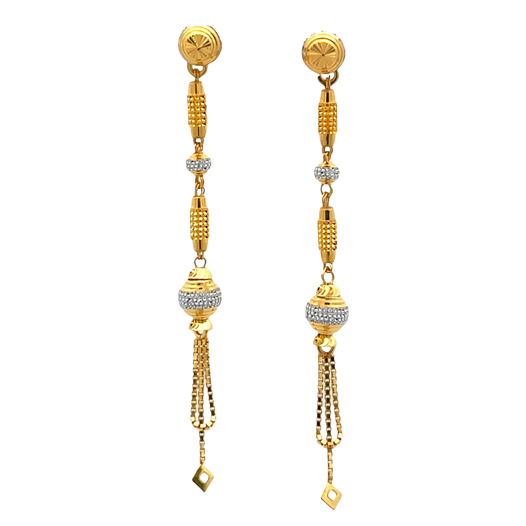 22K Yellow Gold Elegant Dangle Earrings with Secure Screw Backs