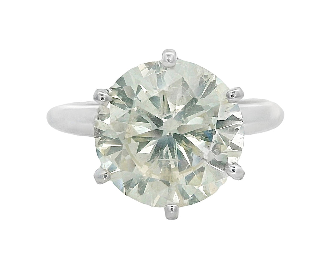 14K White Round Diamond 4.00Ct Solitaire Engagement Ring - CLT Jewels