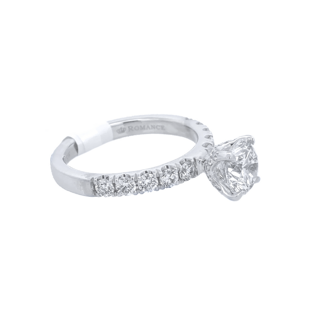 18K White Round Diamond 1.08Ct Solitaire Engagement Ring - CLT Jewels