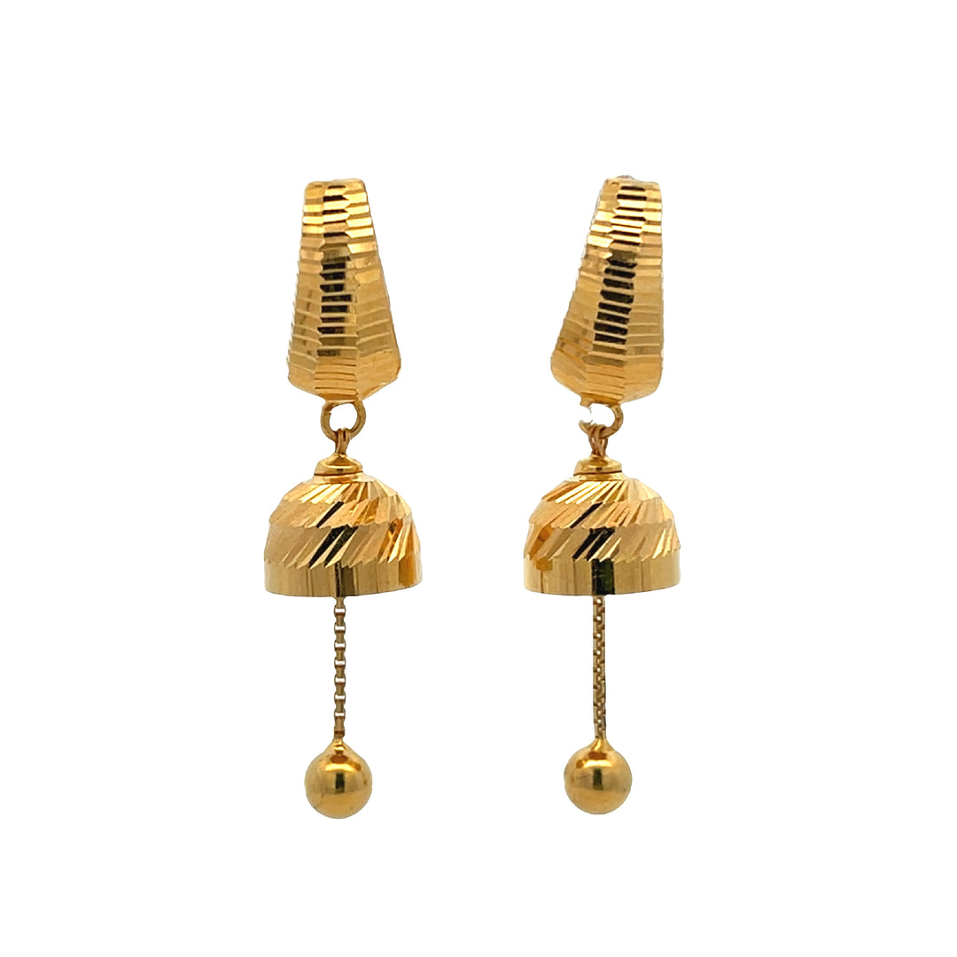 22K Yellow Gold Elegant Dangle Earrings with Latch Backs