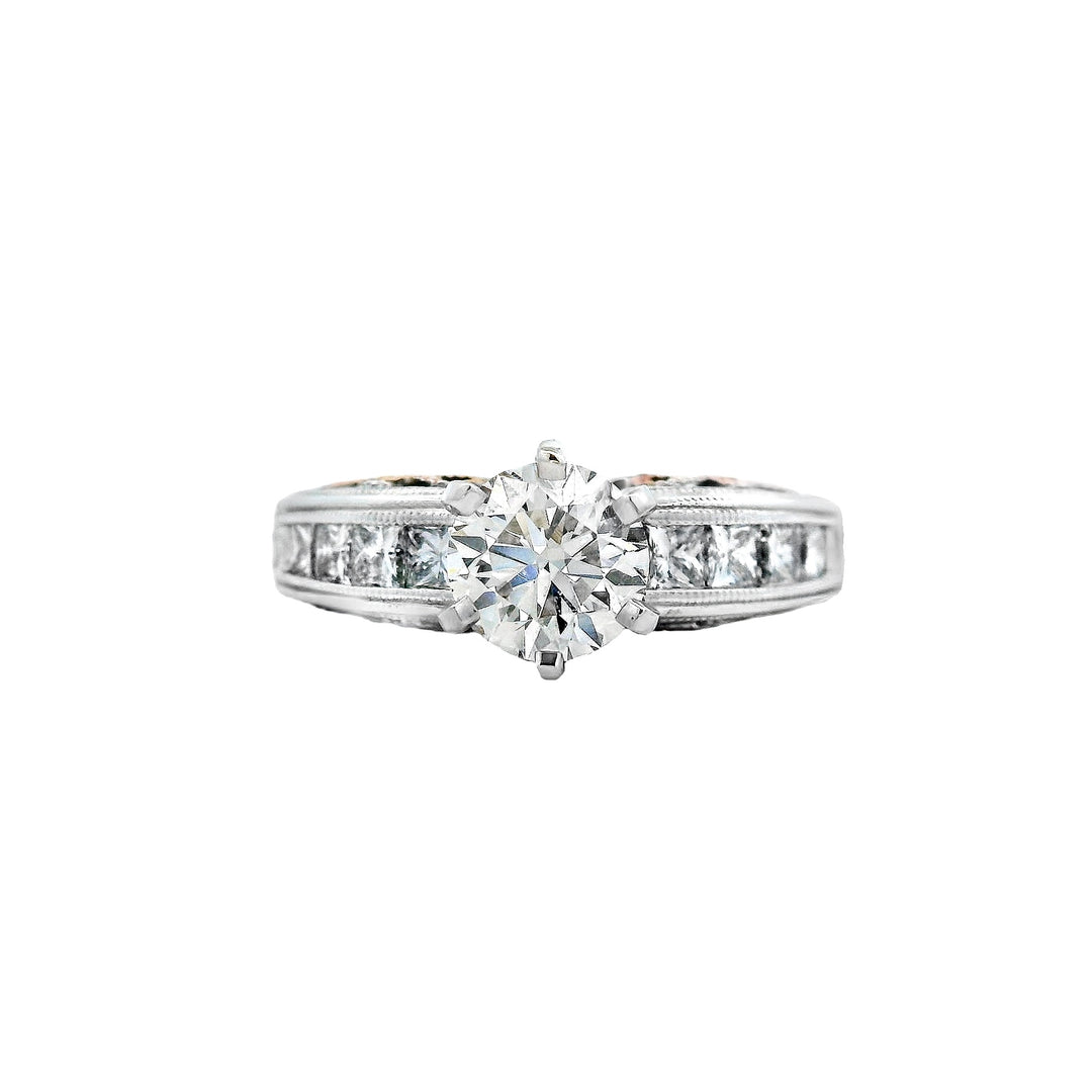 14K White Round Diamond 0.80Ct Vintage Engagement Ring - CLT Jewels