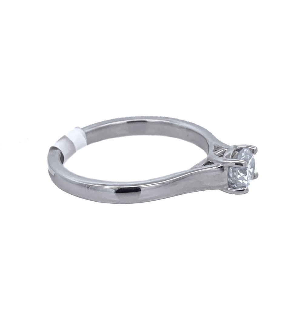 14K White Round Diamond 0.50Ct Solitaire Engagement Ring - CLT Jewels