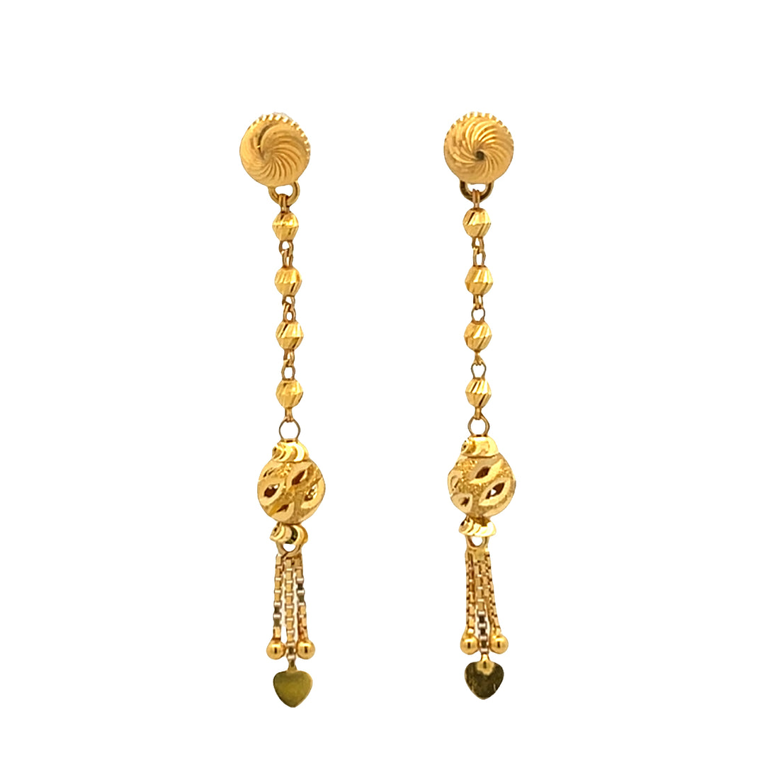 22K Yellow Gold Elegant Dangle Earrings with Screw Backs