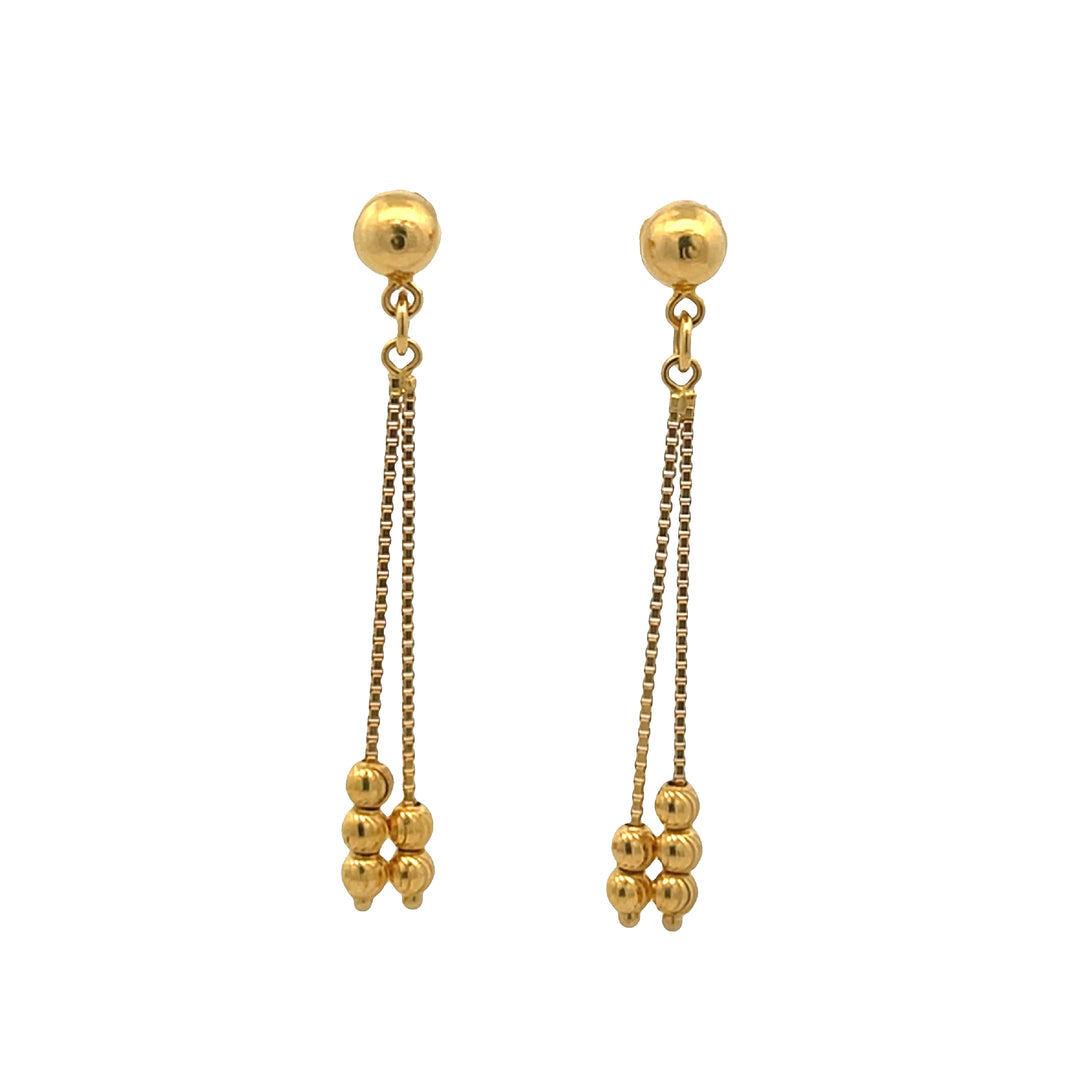 22K Yellow Gold 10-Bead Dangle Push-Back Earrings