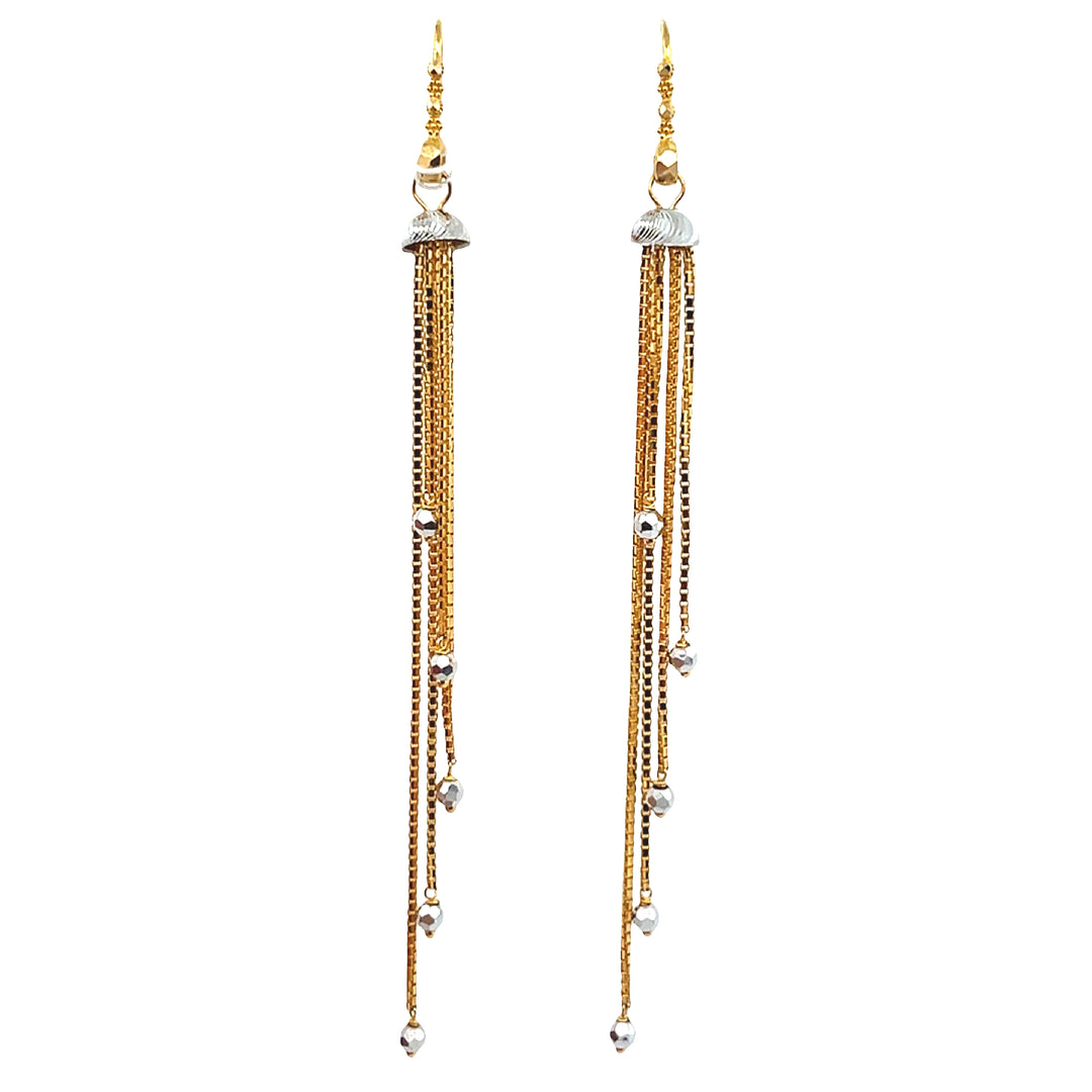 22K Two-Toned Gold Dangle French Hook Earrings