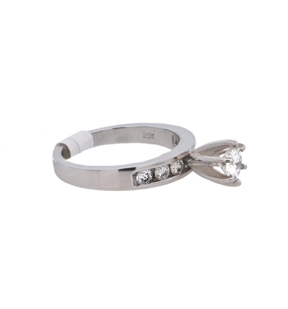 14K White Round Diamond 0.47Ct Solitaire Engagement Ring - CLT Jewels