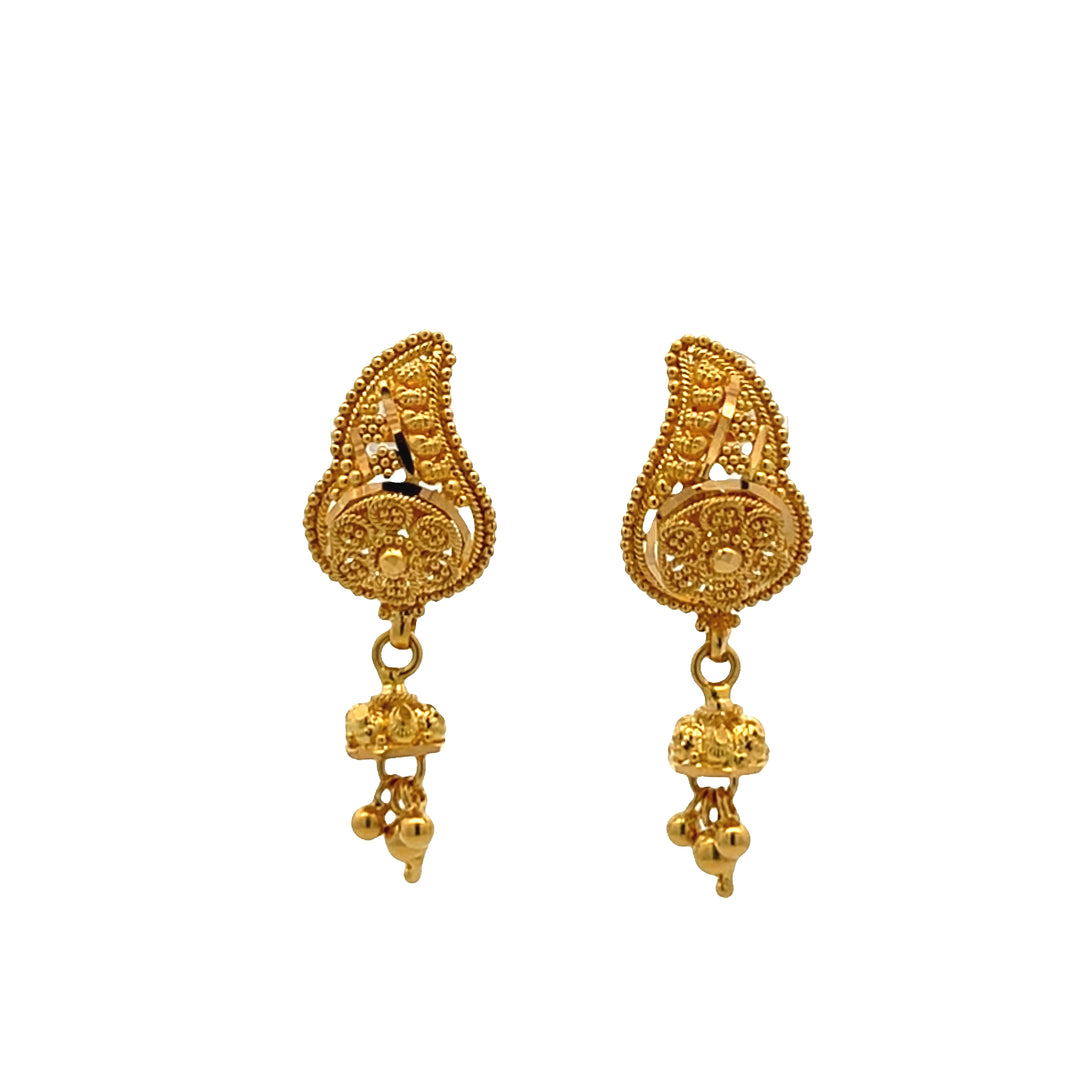 22K Yellow Gold Classic Lever Back Dangle Earrings