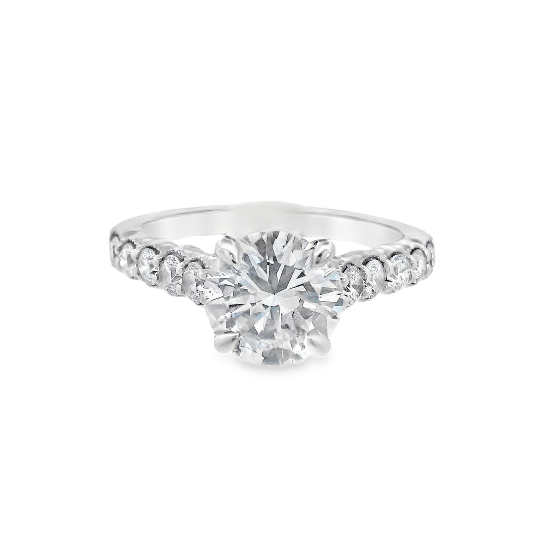 14K White Round Diamond 1.95Ct Solitaire Engagement Ring - CLT Jewels
