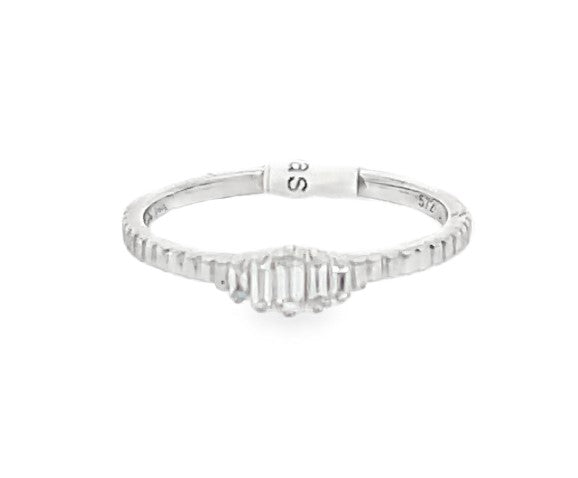 14K White Gold 0.12ct Diamond Women's Wedding Band