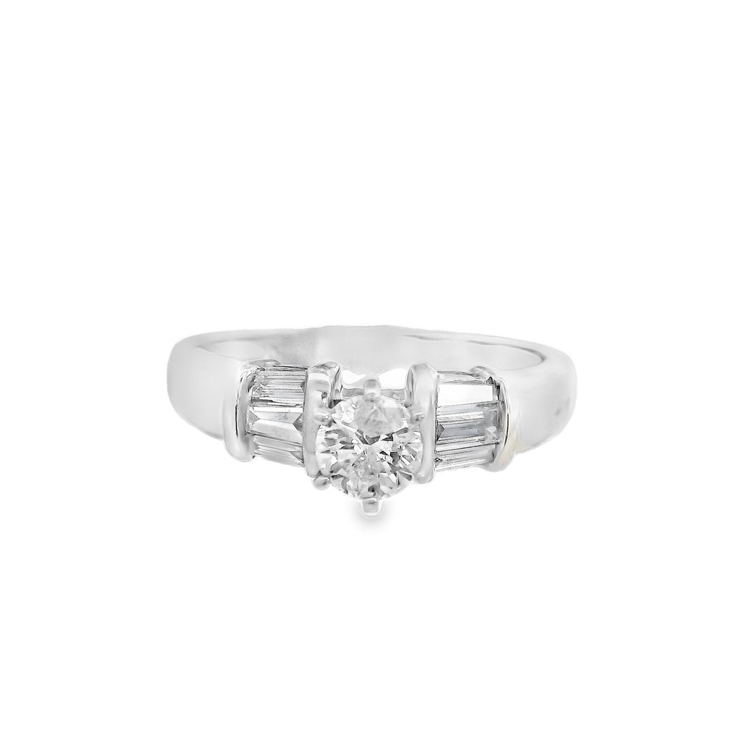 14K White Round Diamond 0.75Ct Contemporary Engagement Ring - CLT Jewels