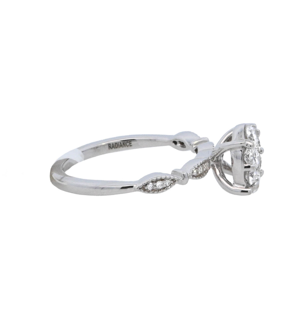 14K White Round Diamond 0.50Ct Cluster Engagement Ring - CLT Jewels