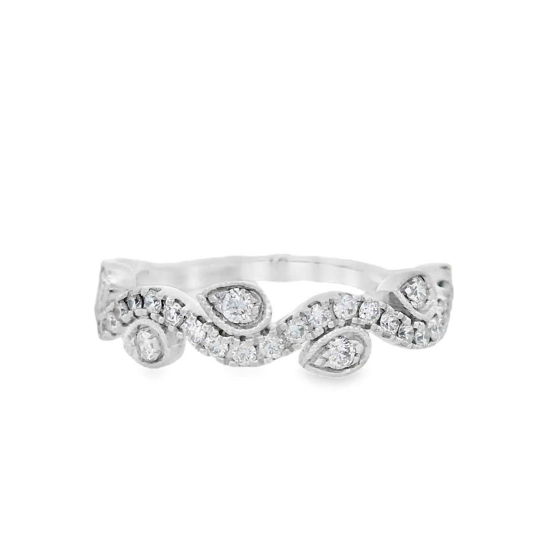 14K White 0.38ct Diamond Vintage Women's Wedding Band