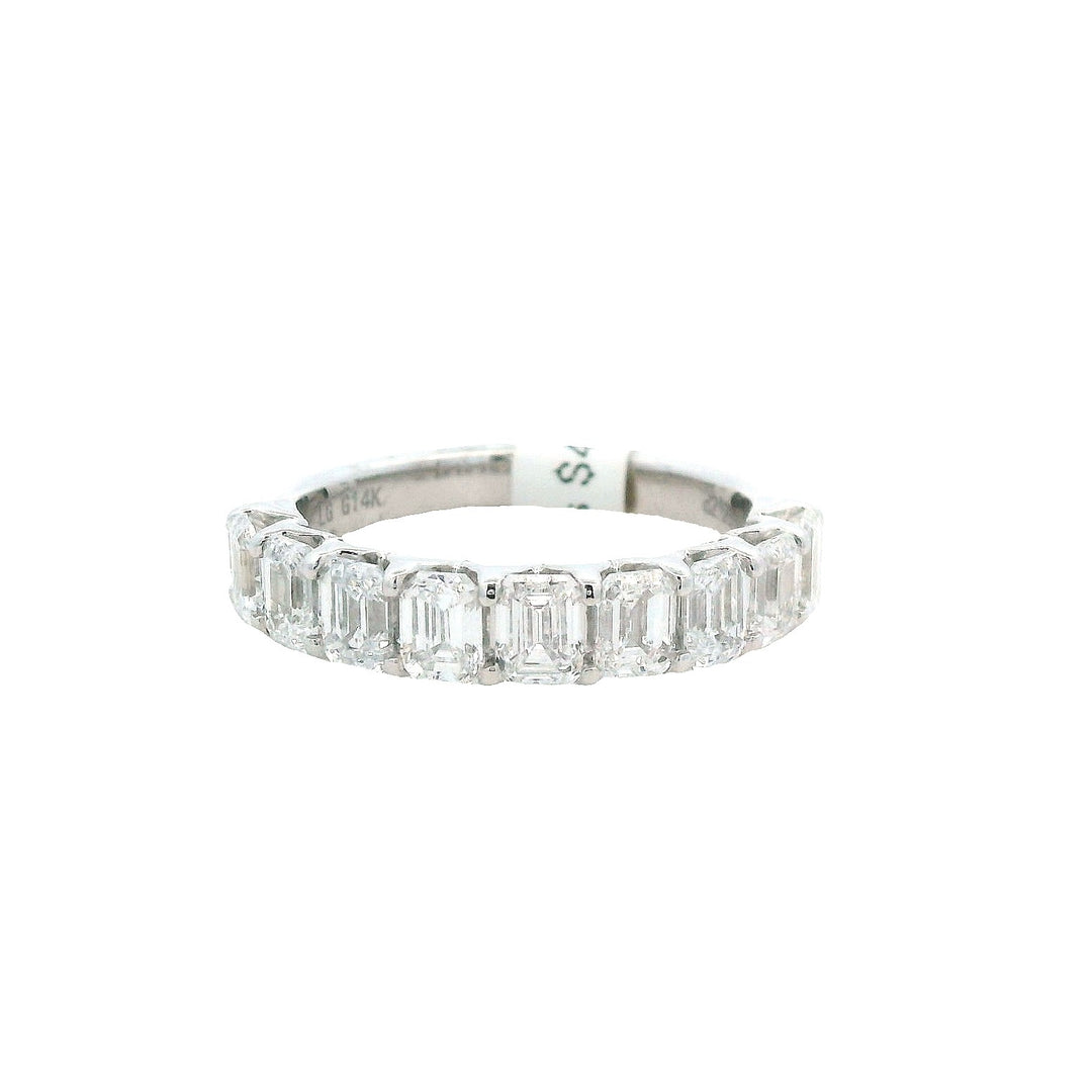 14K White Gold Emerald Cut Diamond Wedding Band - CLT Jewels