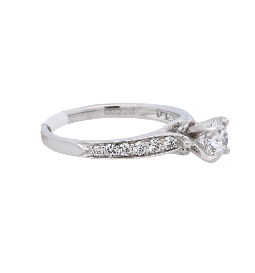 18K White Round Diamond 0.56Ct Solitaire Engagement Ring - CLT Jewels