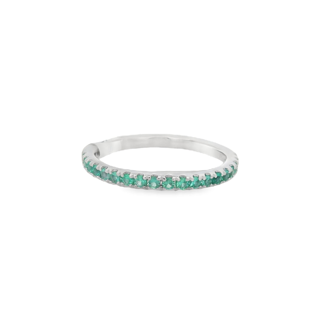14K White Gold Emerald Anniversary Women's Wedding Band