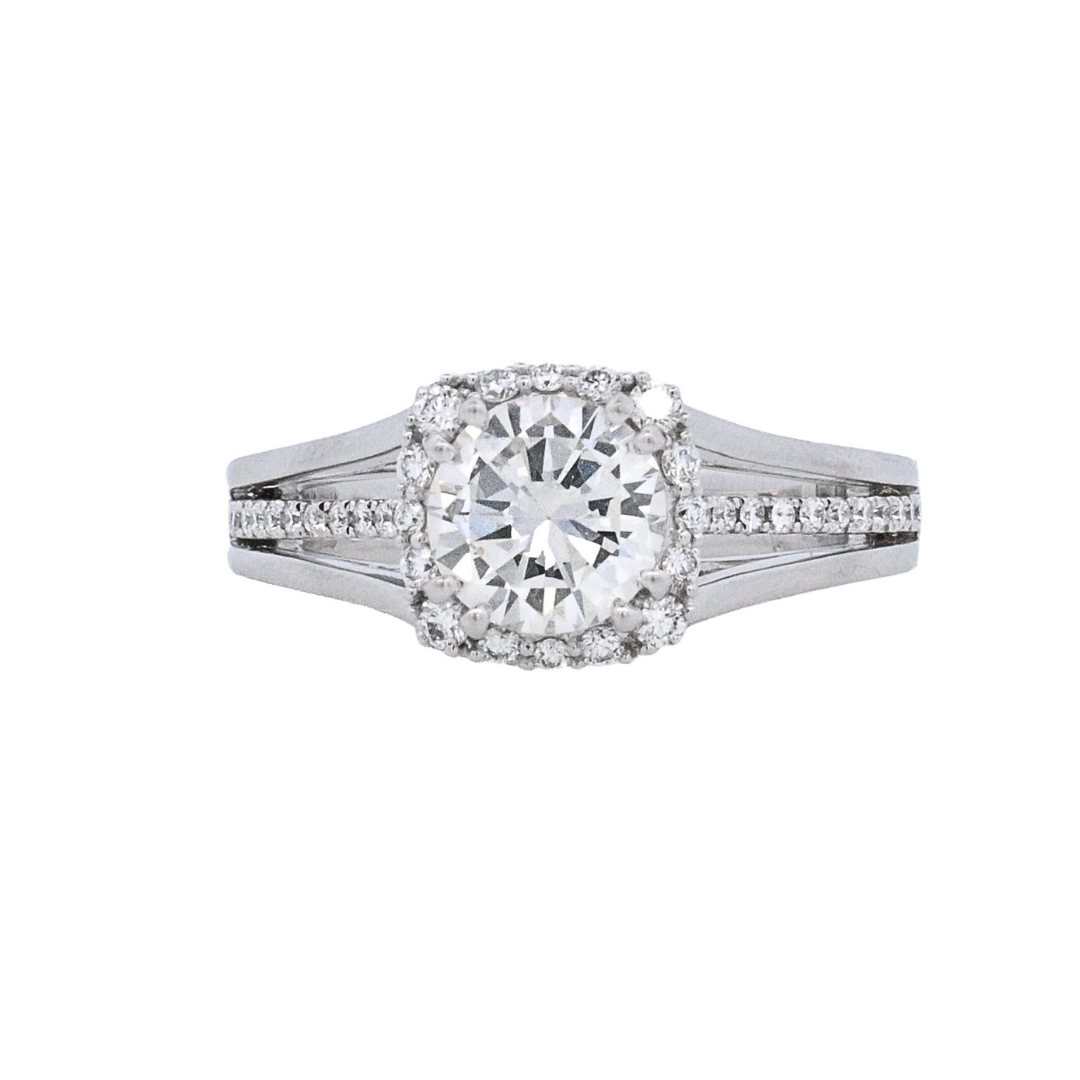 18K White Round Diamond 1.04Ct Vintage Engagement Ring - CLT Jewels
