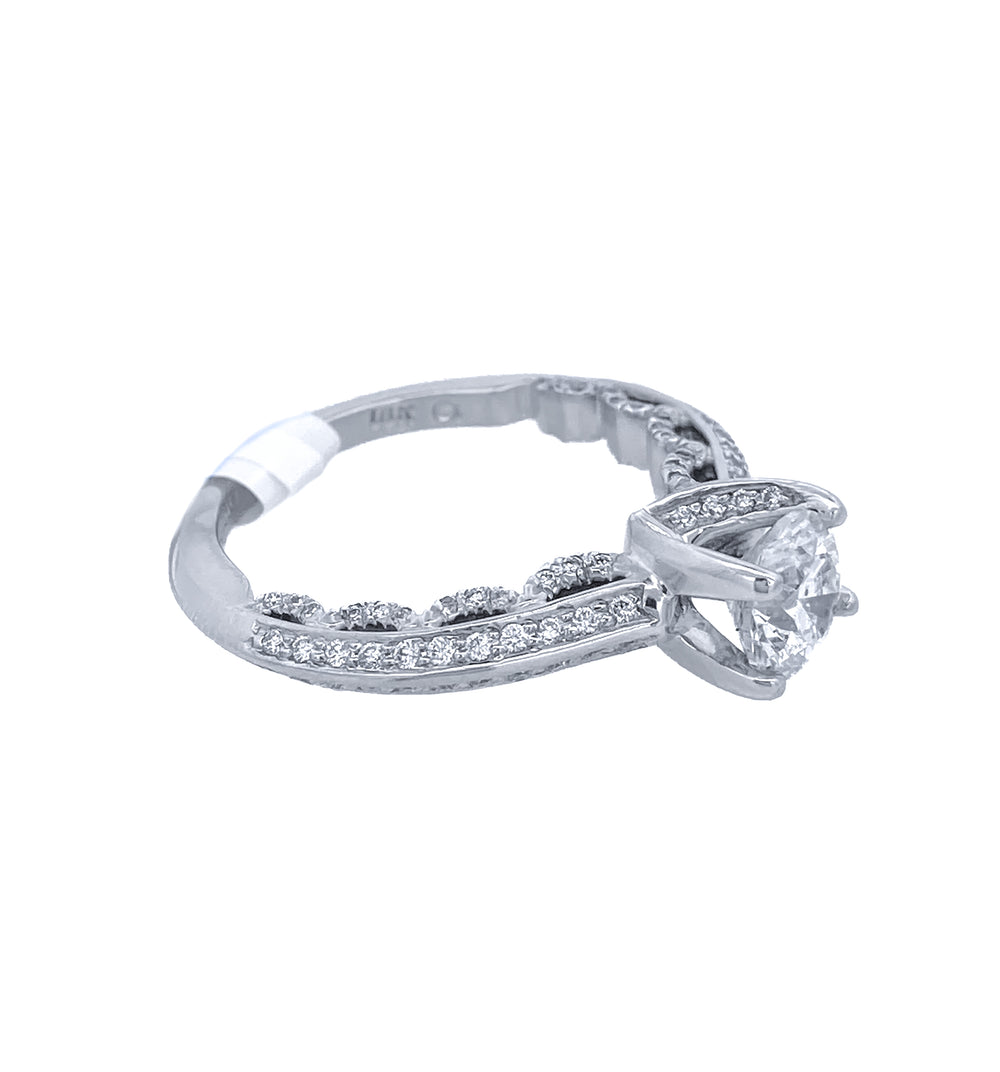 18K White Round Diamond 1.00Ct Vintage Engagement Ring - CLT Jewels