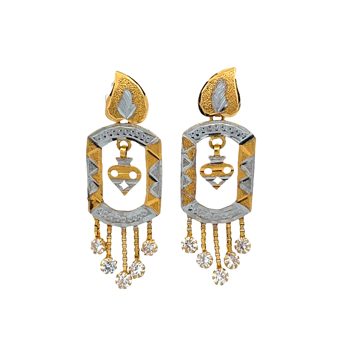 22K Yellow Gold Elegant Dangling Statement Earrings