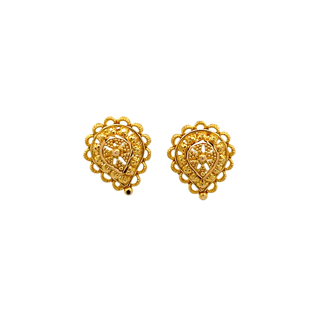 22K Yellow Gold Classic Minimalist Stud Earrings