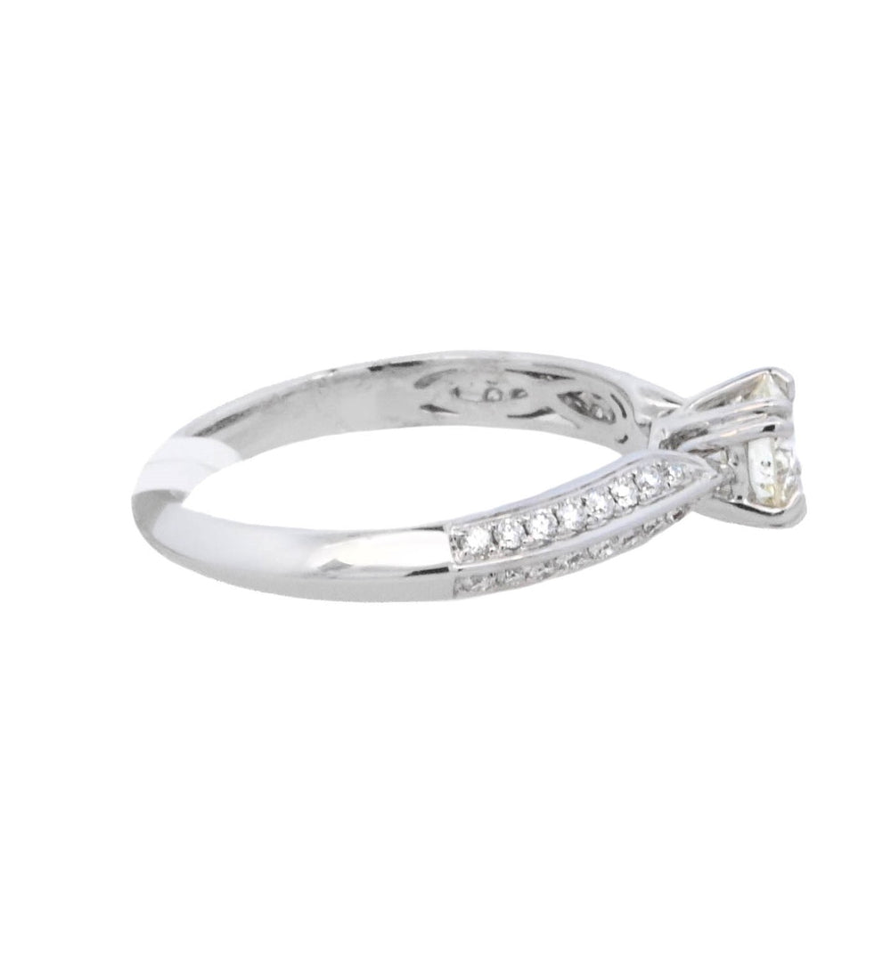 18K White Round Diamond 0.49Ct Solitaire Engagement Ring - CLT Jewels