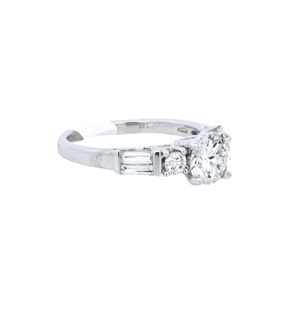 14K White Gold Round Diamond 0.96Ct Multi-Stone Engagement Ring - CLT Jewels