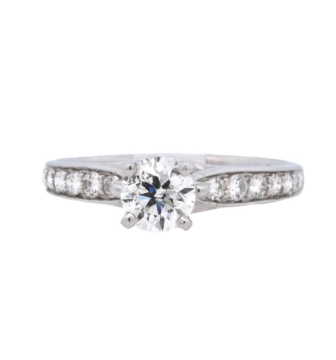 18K White Round Diamond 0.56Ct Solitaire Engagement Ring - CLT Jewels
