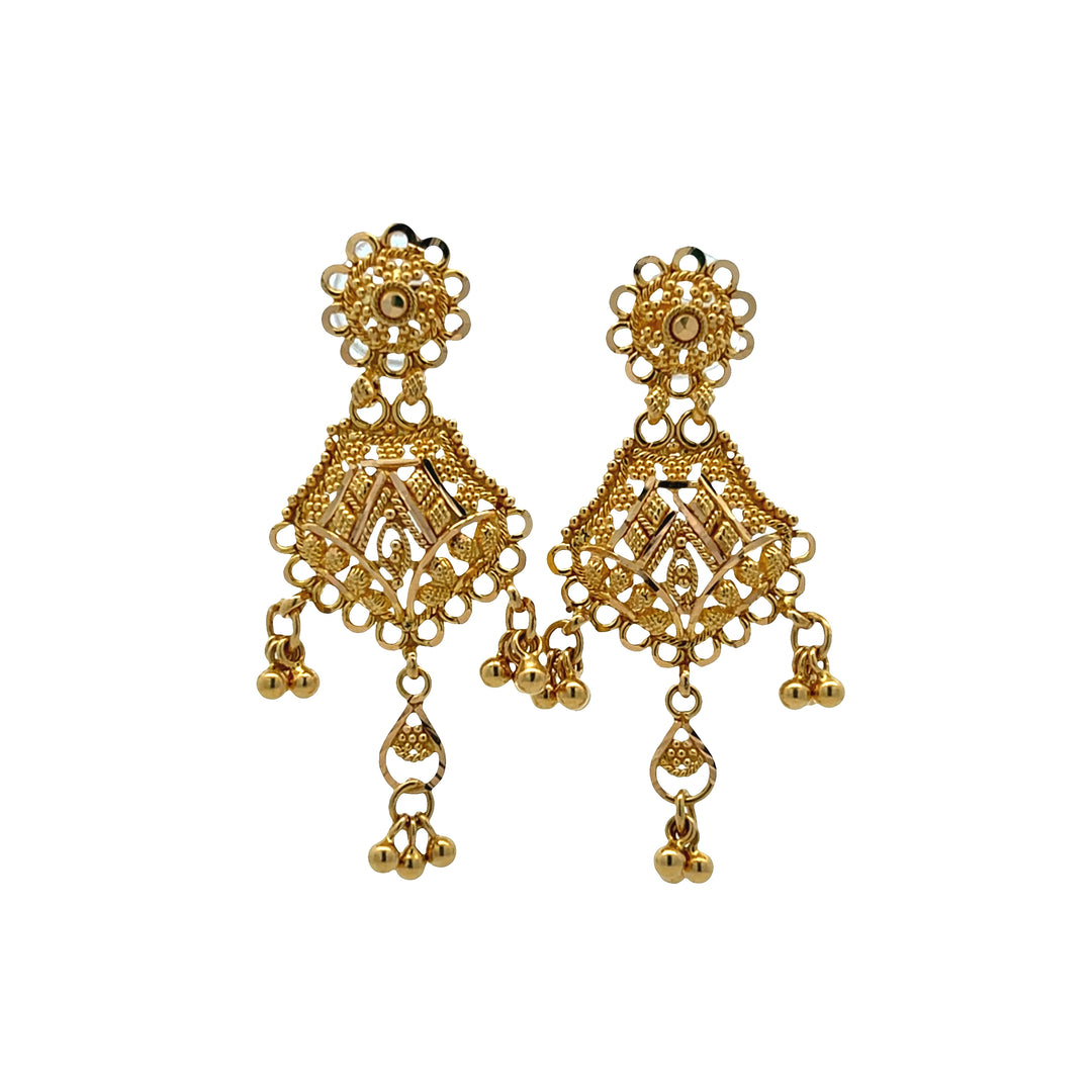 22K Yellow Gold Classic Lightweight Dangle Earrings