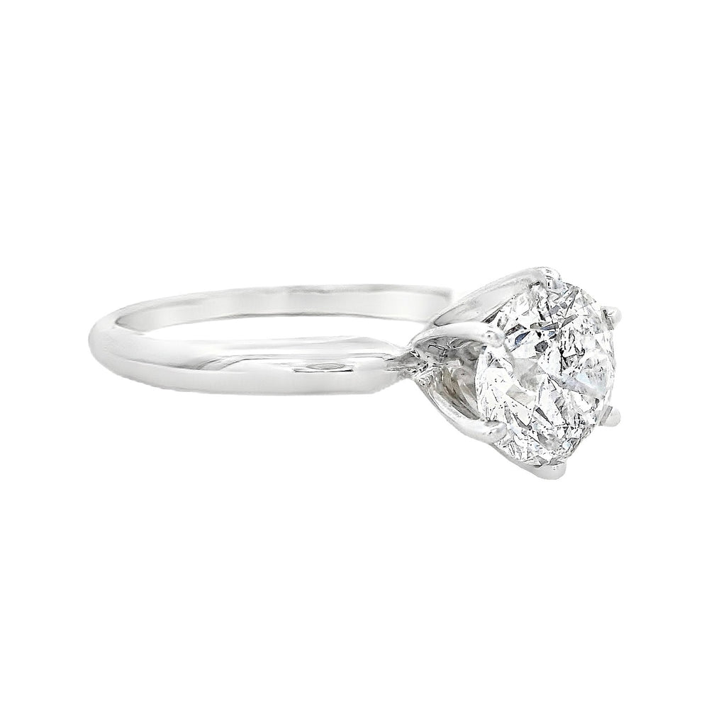 14K White Gold Round Diamond 1.46Ct Solitaire Engagement Ring - CLT Jewels